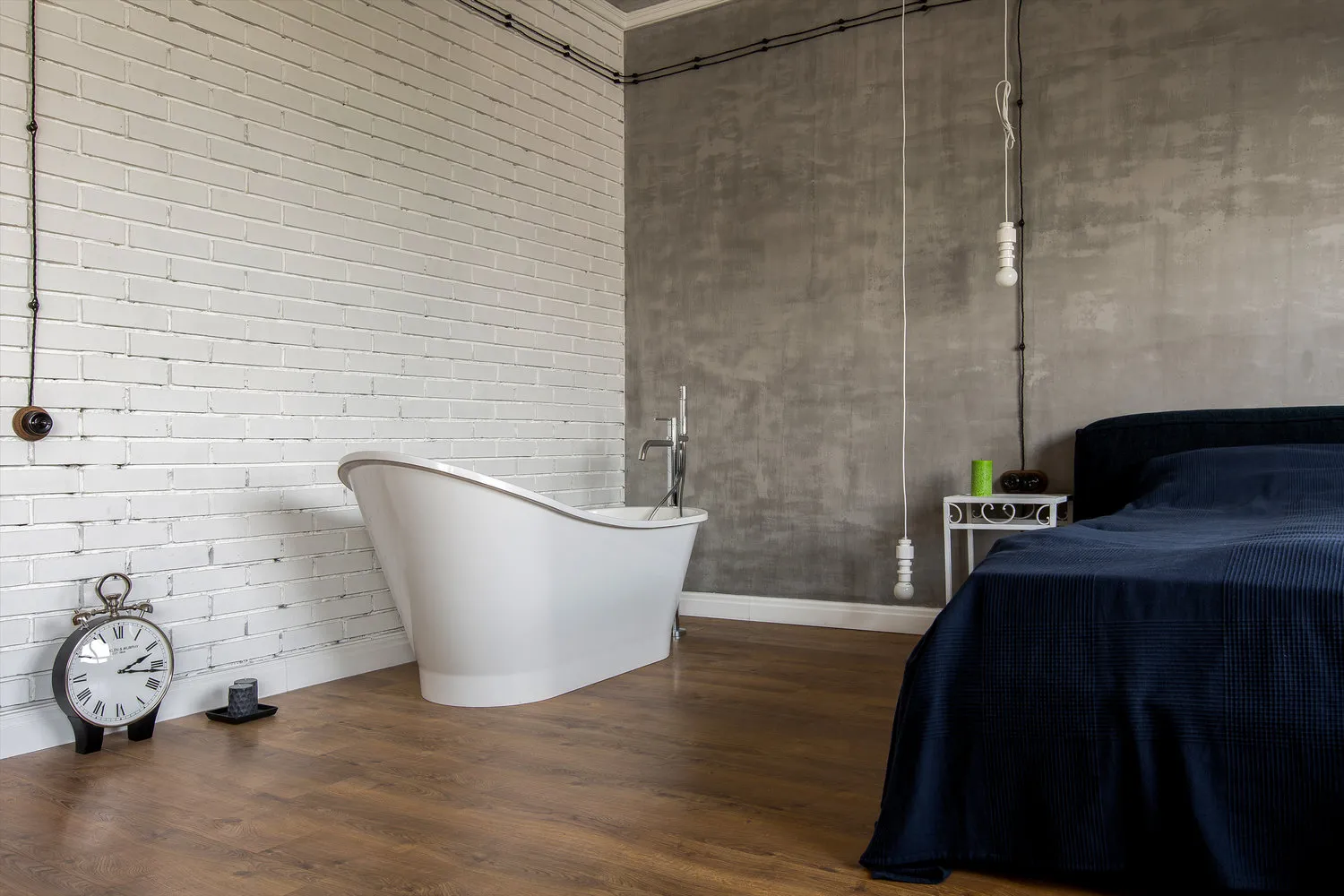 照片：Loft风格卧室，公寓，工作室，每周项目，莫斯科，新建筑，整体结构，Daria Chaplygina，Olga Pekker，40-60平方米 – 我们网站上的照片