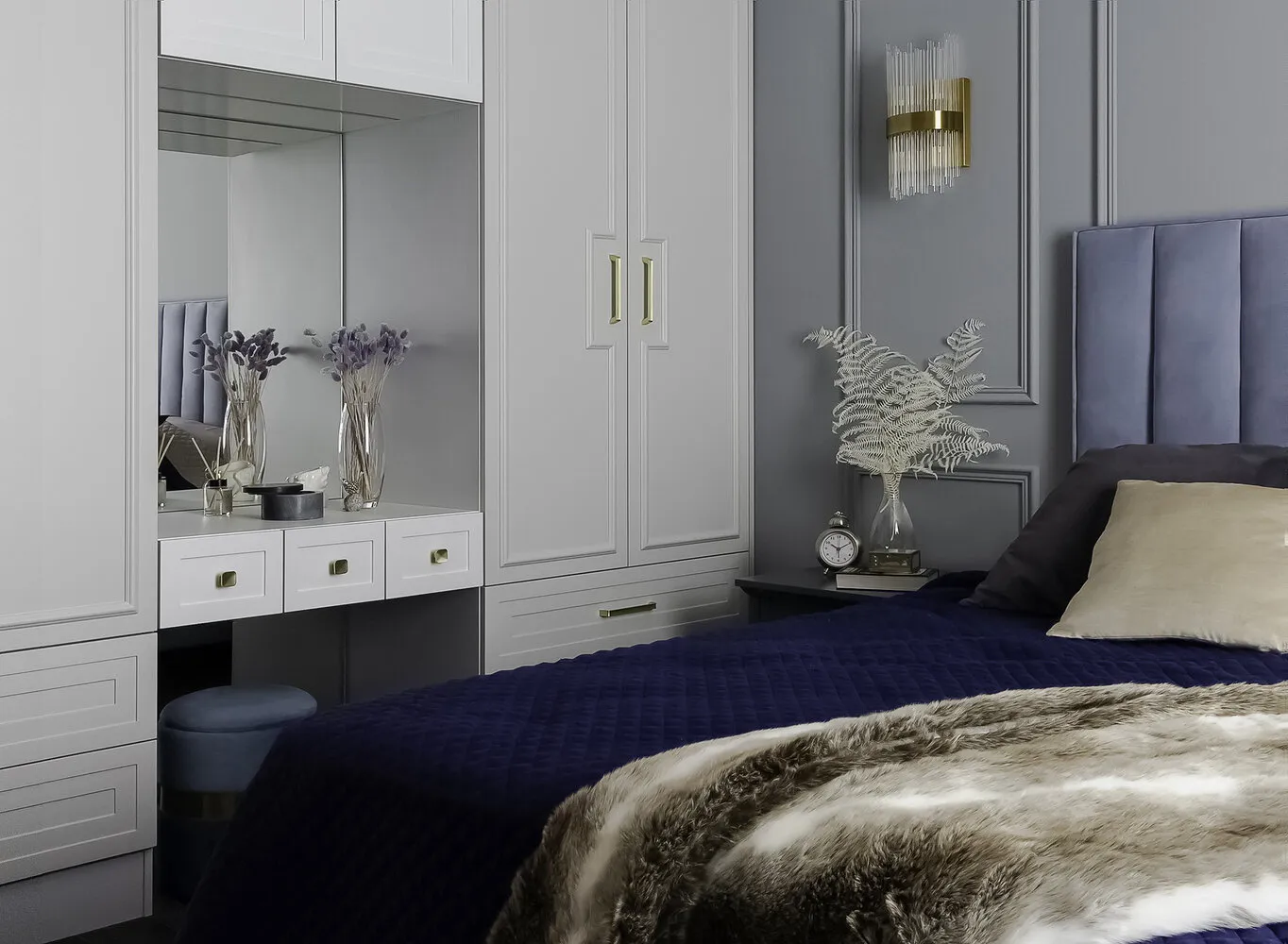 Foto: Habitación principal en estilo Clásico, Moderno, Apartamento, Proyecto de la Semana, Moscú, 4 habitaciones o más, Más de 90 metros cuadrados, IA.Buro – fotos en nuestro sitio web