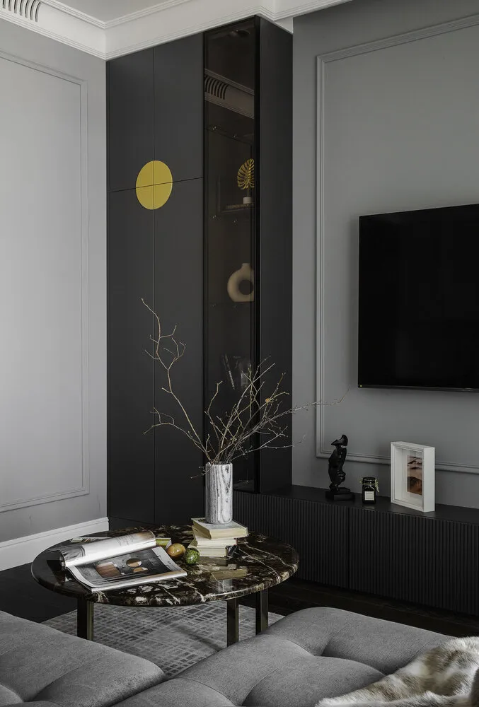 Foto: Sala de estar en estilo Clásico, Moderno, Apartamento, Proyecto de la Semana, Moscú, 4 habitaciones o más, Más de 90 metros cuadrados, IA.Buro – fotos en nuestro sitio web