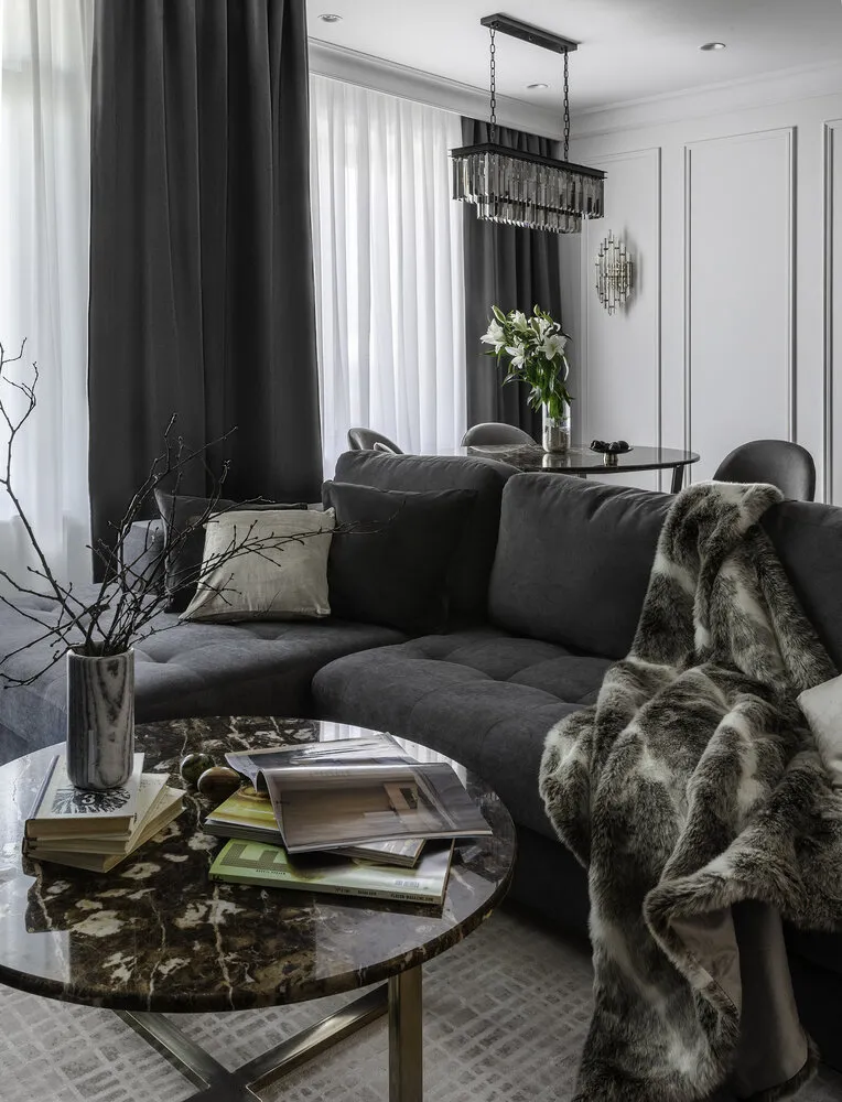 Foto: Sala de estar en estilo Clásico, Moderno, Apartamento, Proyecto de la Semana, Moscú, 4 habitaciones o más, Más de 90 metros cuadrados, IA.Buro – fotos en nuestro sitio web