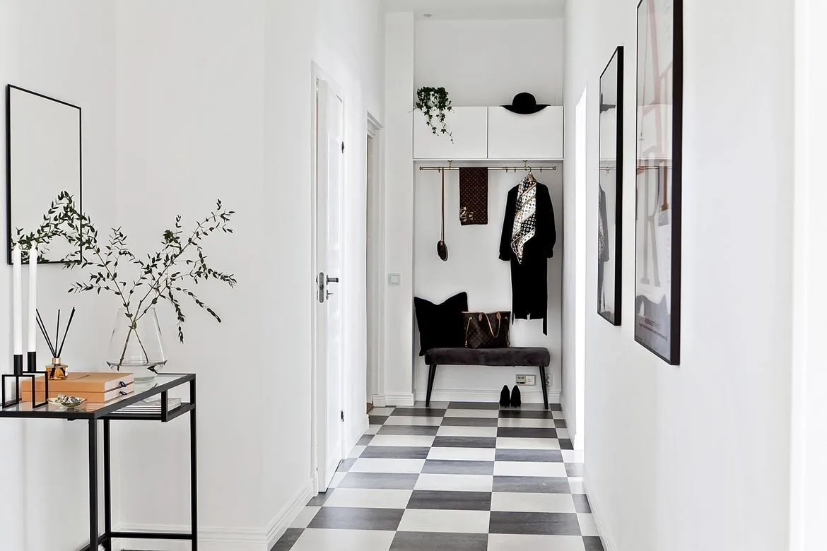 照片：现代、北欧风格入口大厅，室内装饰，公寓，瑞典，家具与灯光，北欧室内设计，公寓照明，如何为房间选择照明，3个房间，超过90平方米 – 网站上的照片