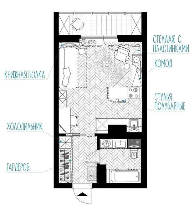 Foto: en estilo minimalista, Apartamento pequeño - foto en nuestro sitio web