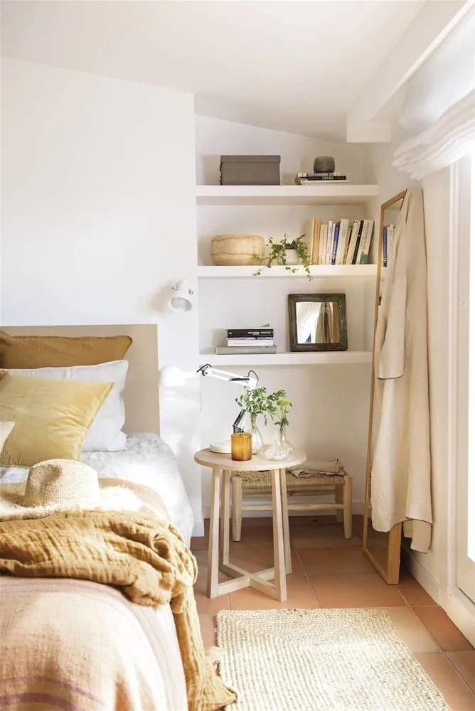 照片:卧室,北欧现代风格,室内装饰,白色,黄色,橙色,生态—我们网站上的照片