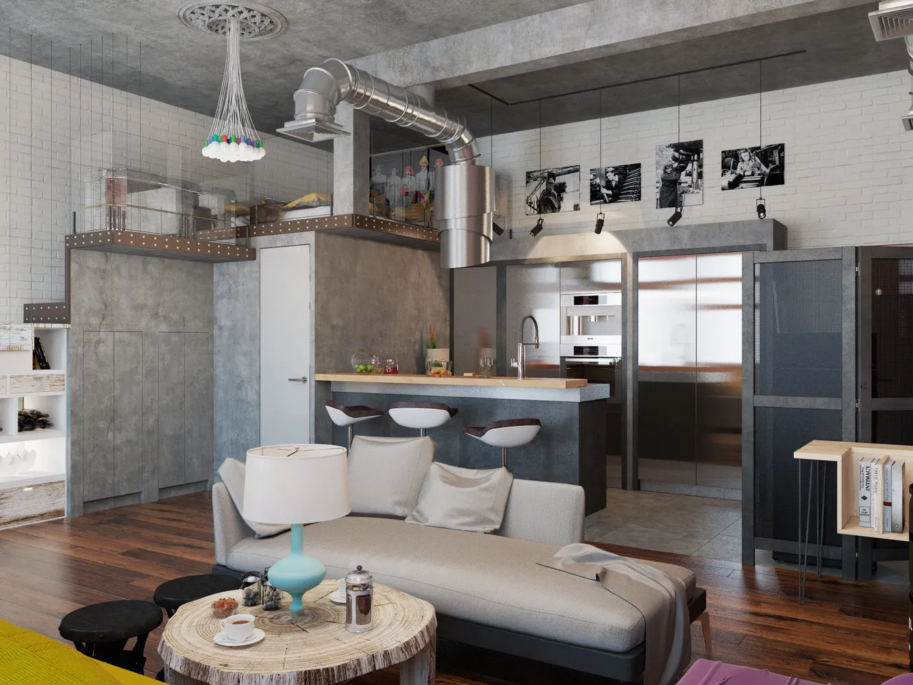 Photo: Kitchen and Dining Room in Loft Style, Guide, Dasha Ukhlinova, Co:Interior, encyclopedia_of_interior, Anastasia Brandt, Julia Shmidt, Alexandra Taranova, Alexandra Ermilova – photo on our website