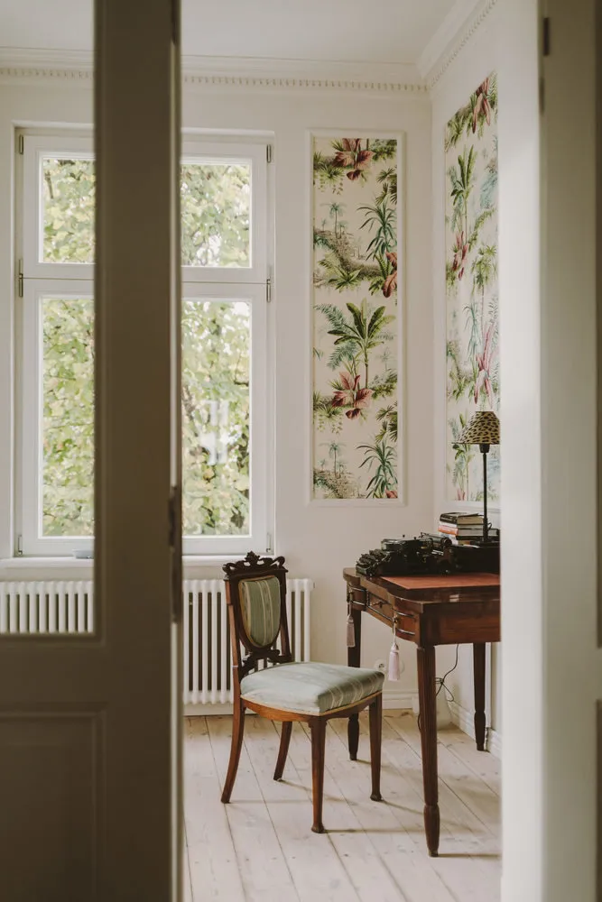 照片：混合、古典、北欧风格的办公室，室内装饰，公寓，白色，绿色，米色，波兰，3室 – 我们网站上的照片