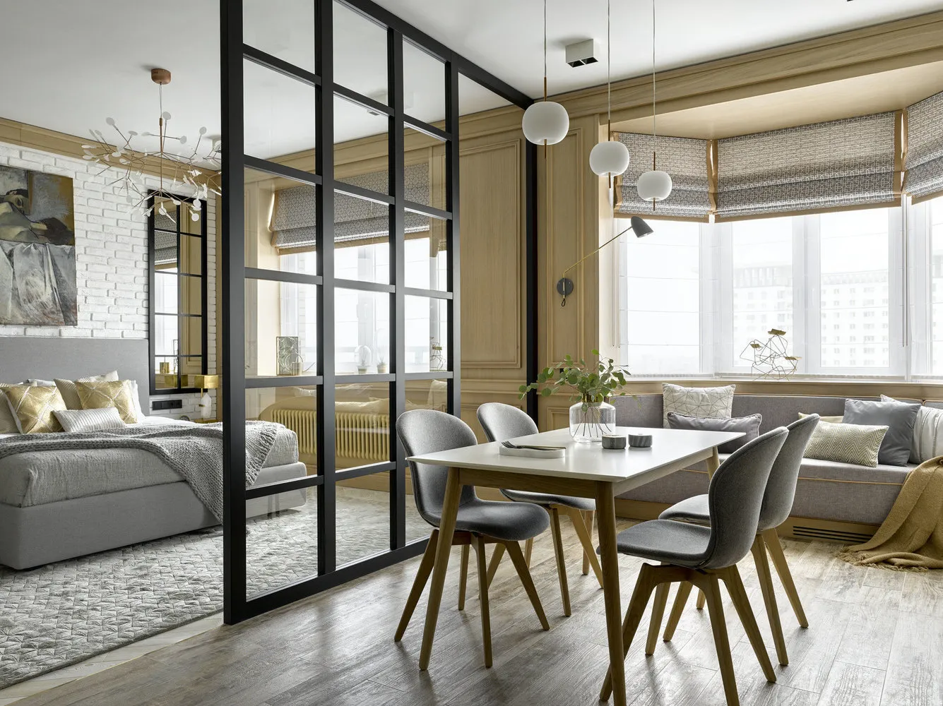 照片：现代风格厨房和餐厅，Gid, Geometrium, 设计妙招, 朱莉娅·切尔诺娃, 安东妮娜·辛楚戈娃, Background, 玛加丽塔·福米娜, 维多利亚·拉扎尔多娃, 朱莉娅·别利贾金娜 – 网站上的照片