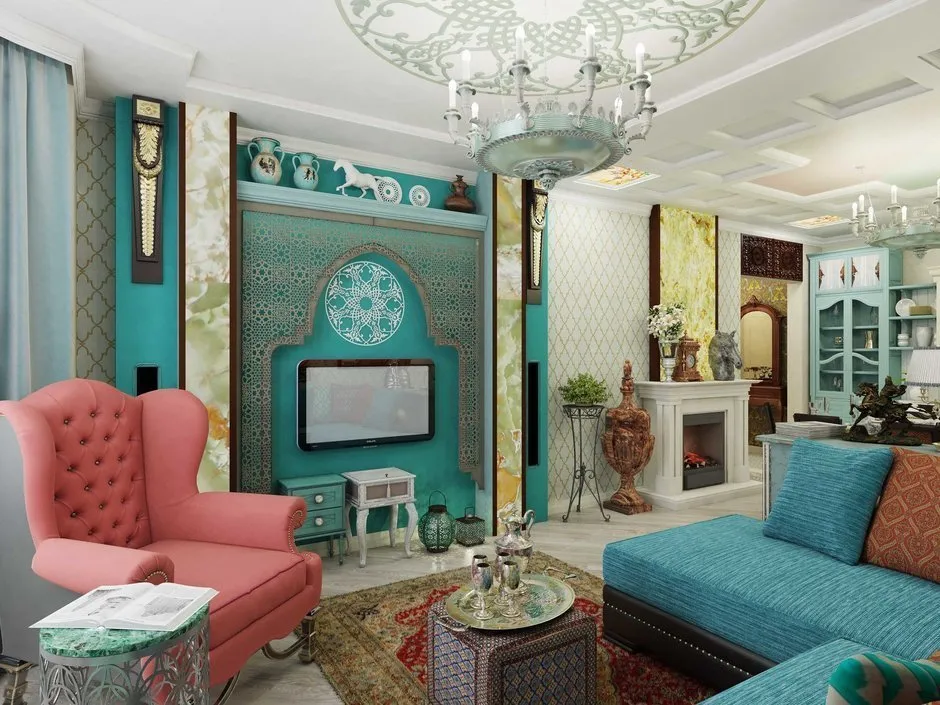 照片：东方风格客厅，普罗旺斯与乡村风格，古典，北欧，公寓，房屋，装饰，技巧，极简主义，乡村，生态，装饰百科全书——我们网站上的照片