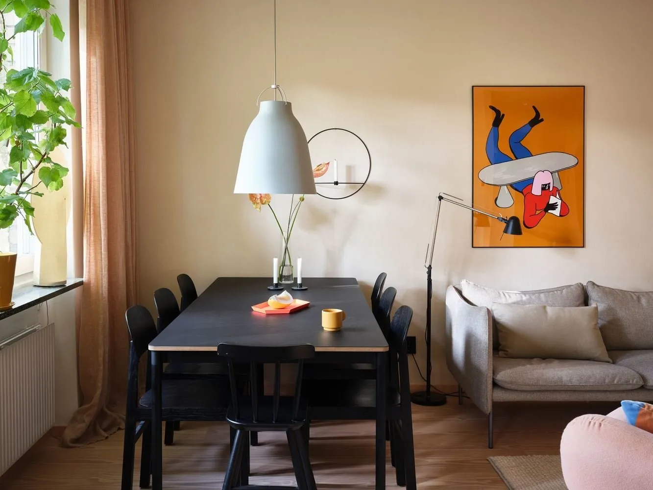 Photo: Scandinavian living room, Interior decoration, Sweden, Stockholm – photo on our website