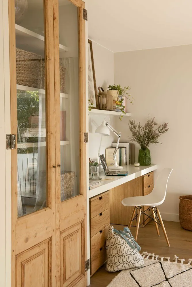 Photo: Study in Scandinavian style, Interior decoration, Apartment, Spain, Barcelona, Green, Blue, 3 rooms, 60-90 sqm, Summer interior, Marta Prats – photo on our website