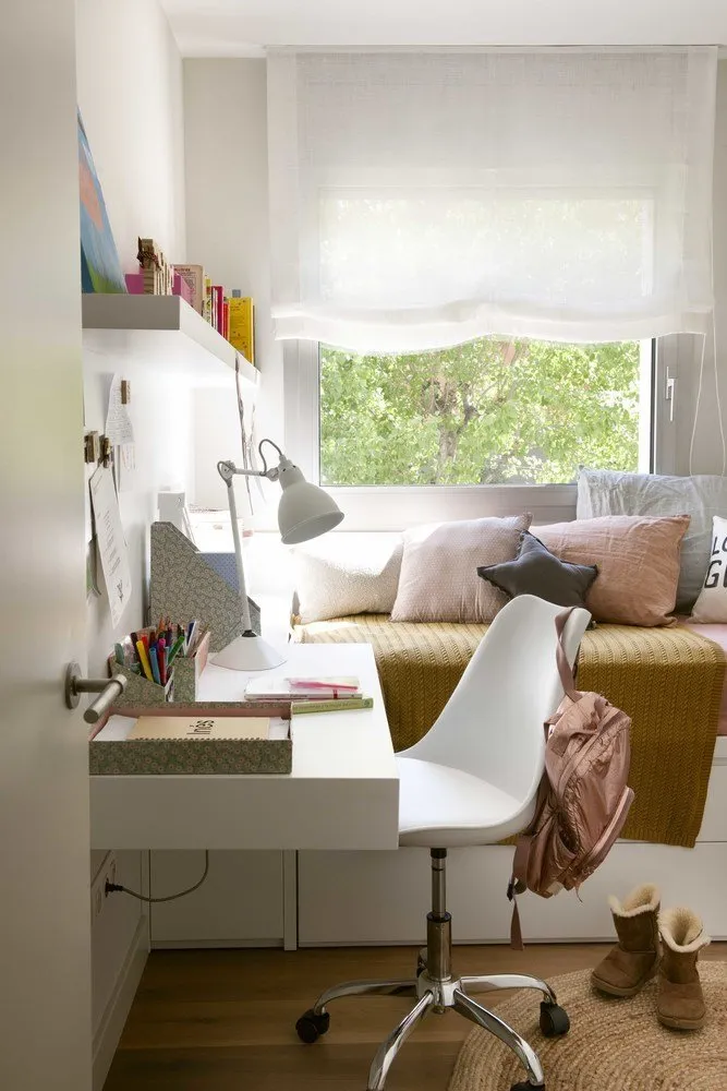 Photo: Children's room in Scandinavian style, Interior decoration, Apartment, Spain, Barcelona, Green, Blue, 3 rooms, 60-90 sqm, Summer interior, Marta Prats – photo on our website