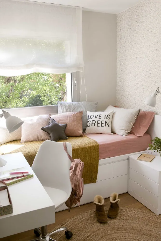 Photo: Children's room in Scandinavian style, Interior decoration, Apartment, Spain, Barcelona, Green, Blue, 3 rooms, 60-90 sqm, Summer interior, Marta Prats – photo on our website