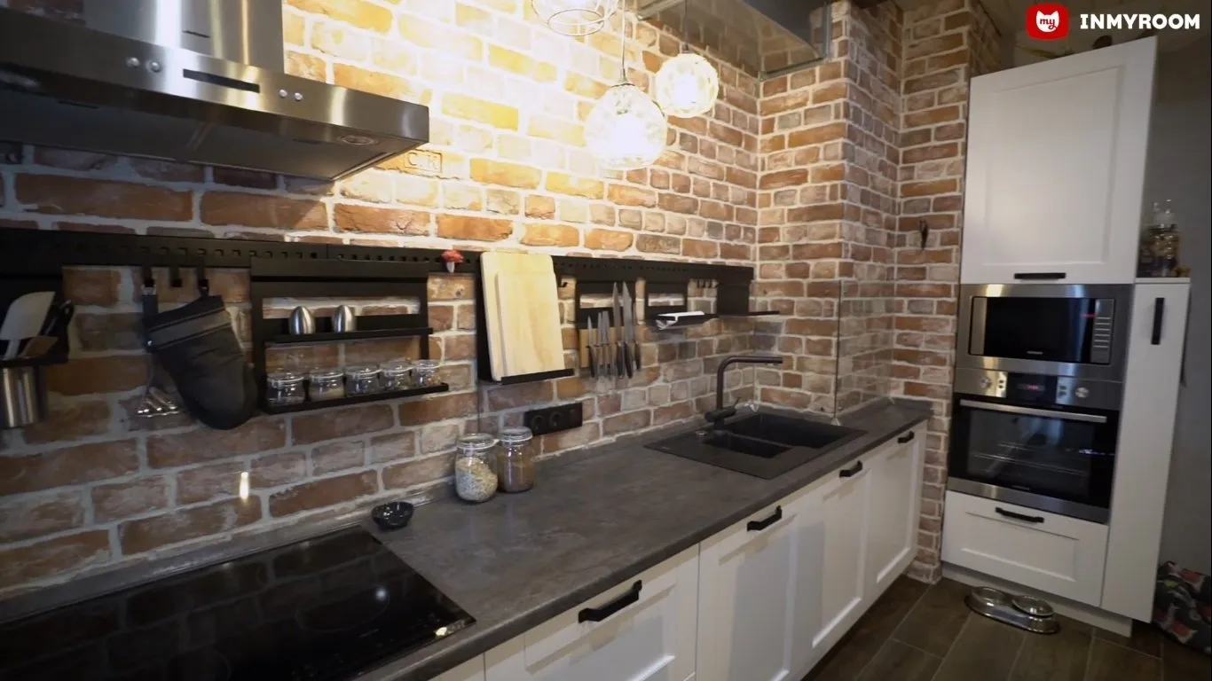 照片：厨房与餐厅，北欧、loft、现代、公寓、工作室、技巧，40-60平方米，安娜斯塔西娅·安特鲁波娃 – 网站上的照片