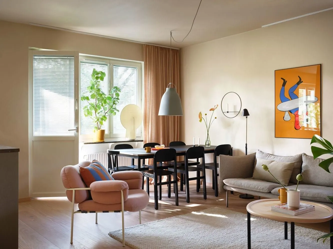 Photo: Scandinavian living room, Interior decoration, Sweden, Stockholm – photo on our website