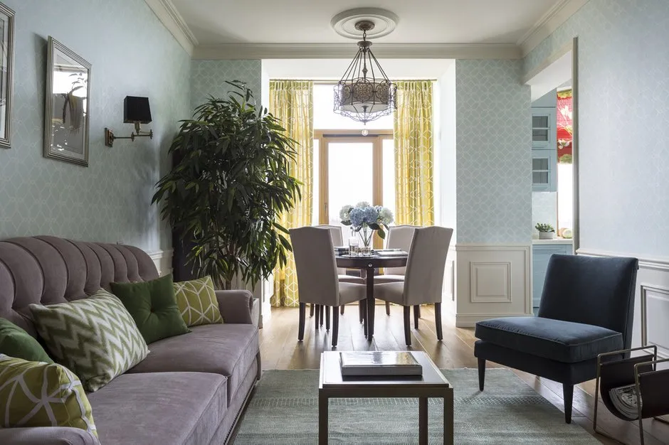 照片：古典与现代风格客厅，Gid, 玛丽娜·朱科娃, 安娜·莫罗佐娃, 维多利亚·拉扎列娃, 玛丽亚·别兹鲁科娃, 玛丽娜·卡拉金娜 – 我们网站上的照片