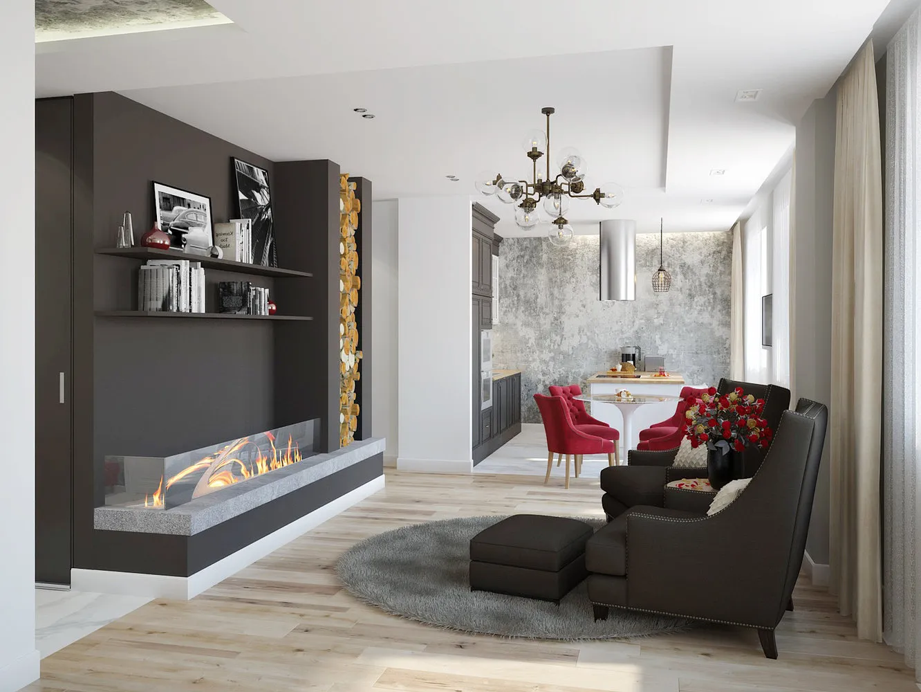 照片:现代风格客厅,技巧 – 我们网站上的照片