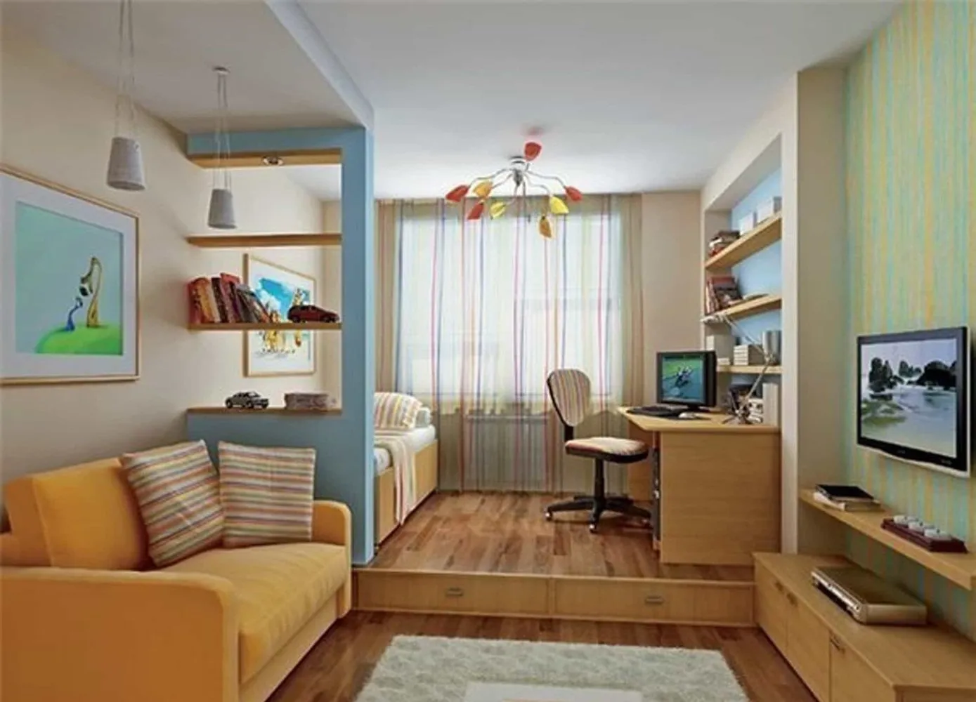 照片:现代风格客厅,技巧 – 我们网站上的照片