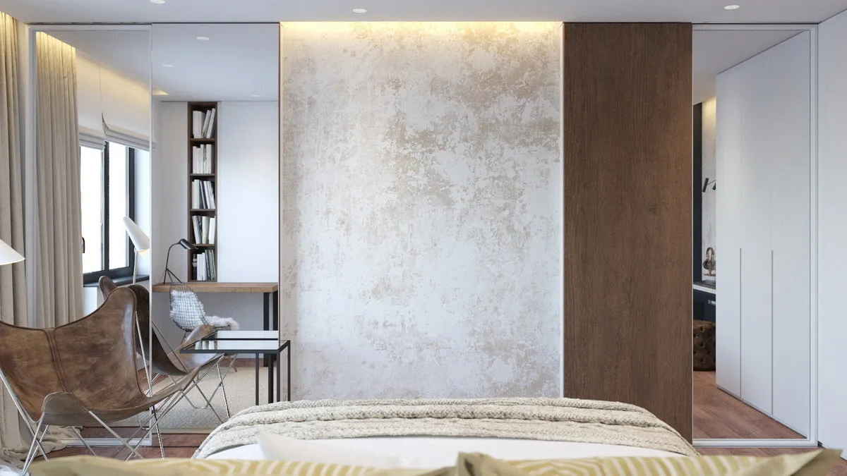 Фотография:  в стиле , Спальня, Скандинавский, Белый, Минимализм, Проект недели, Черный, Москва, Коричневый, Евгения Лыкасова, Панельный дом – фото на нашем сайте