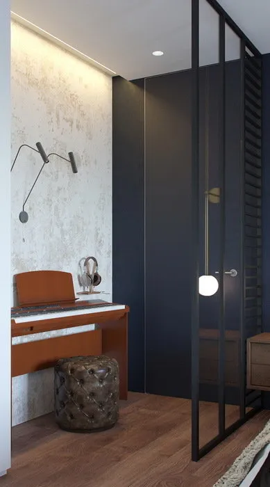 Фотография:  в стиле , Спальня, Скандинавский, Белый, Минимализм, Проект недели, Черный, Москва, Коричневый, Евгения Лыкасова, Панельный дом – фото на нашем сайте