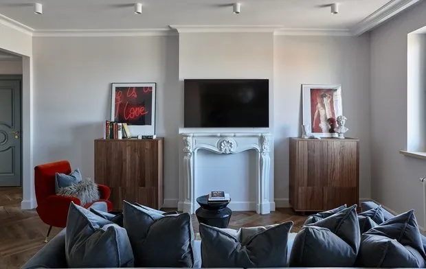 照片：现代风格客厅，指南，玛格丽塔·拉斯卡佐娃、维多莉亚·弗拉斯娃、韦拉·萨韦列娃、斯维特兰娜·梅尔尼科娃、伊万·梅尔尼科夫、叶卡捷琳娜·马尔科维茨 – 我们网站上的照片