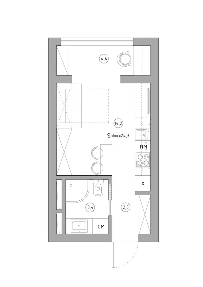 照片:风格布局,公寓,搬迁,重新布置一居室,1室,不超过40平方米,百科全书_装修,安娜斯塔西娅·沙拉波娃 – 我们网站上的照片