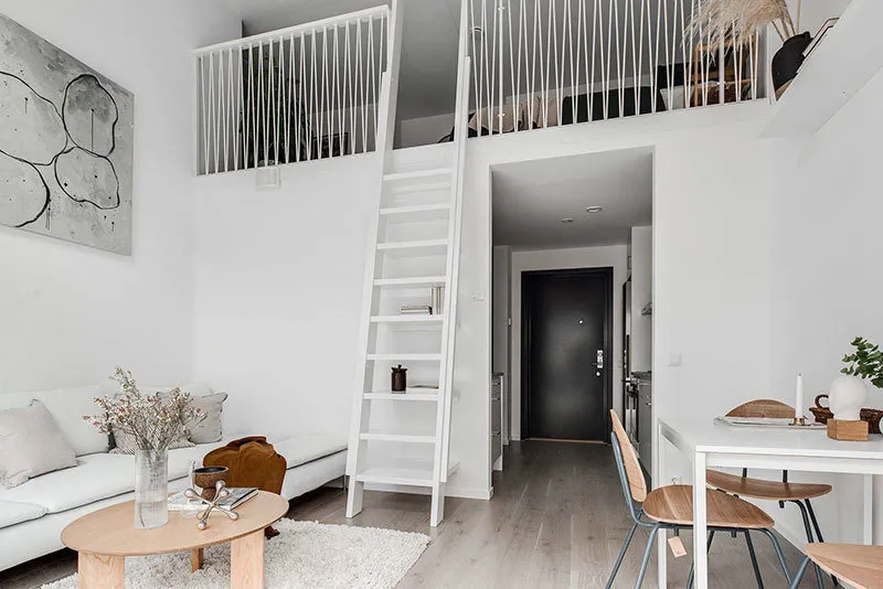 Photo: Scandinavian Living Room, Interior Decoration, Apartment, White, Minimalism, Beige, Up to 40 Square Meters – Photo on Our Website