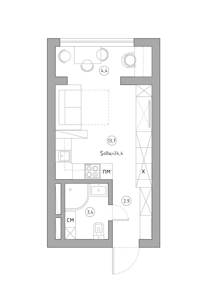 照片:风格布局,公寓,搬迁,重新布置一居室,1室,不超过40平方米,百科全书_装修,安娜斯塔西娅·沙拉波娃 – 我们网站上的照片