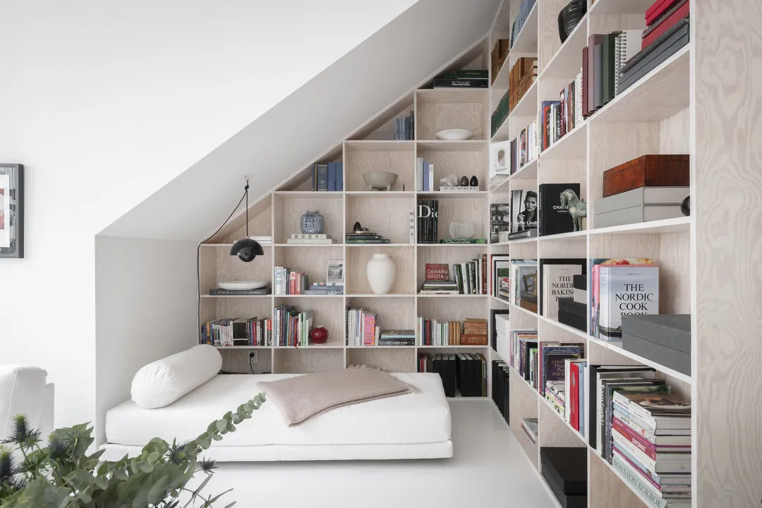 照片：北欧风格办公室，现代，室内装饰，公寓，白色，绿色，米色，40-60平方米 – 我们网站上的照片