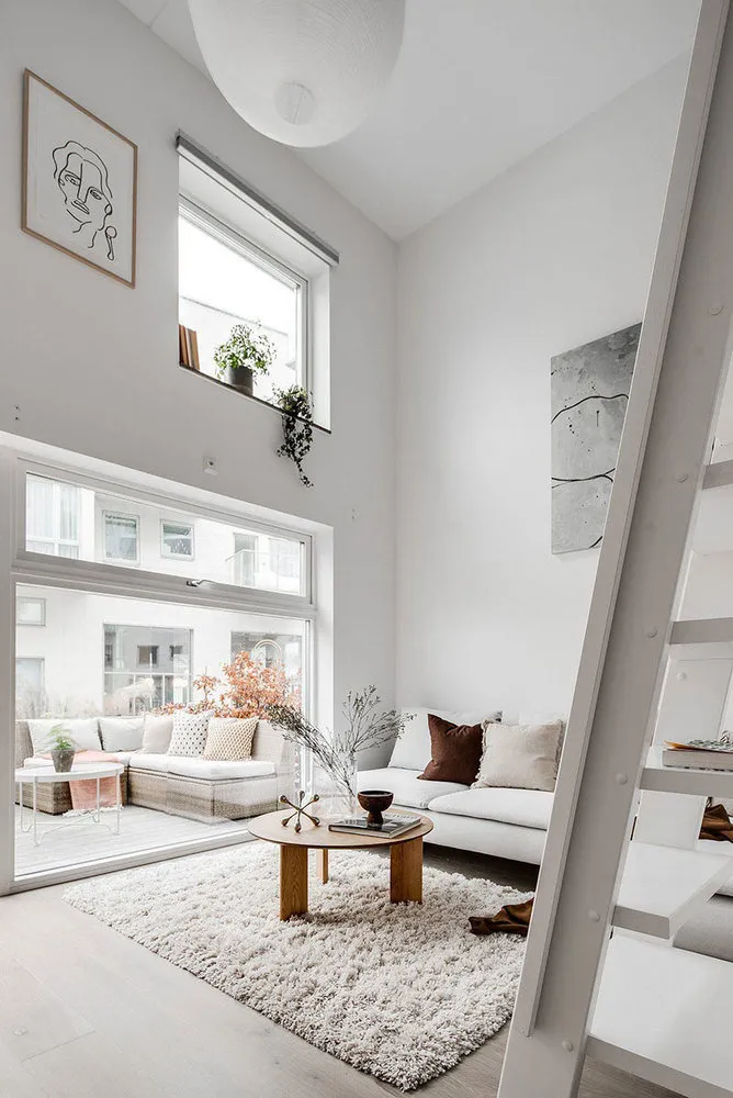 Photo: Scandinavian Living Room, Interior Decoration, Apartment, White, Minimalism, Beige, Up to 40 Square Meters – Photo on Our Website