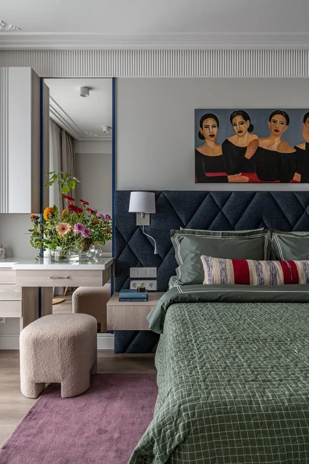 Foto: Dormitorio en estilo Moderno, Apartamento, Proyecto de la Semana, Moscú, 3 habitaciones, Oksana Belozерova – foto en nuestro sitio web