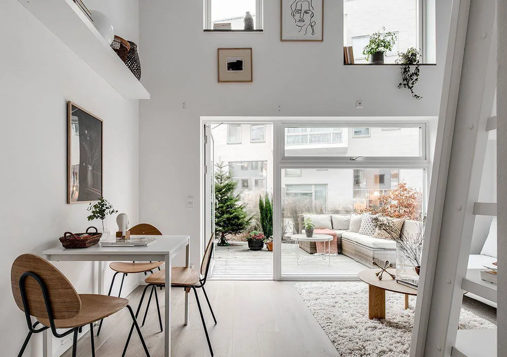 Photo: Scandinavian Kitchen and Dining Room, Interior Decoration, Apartment, White, Minimalism, Beige, Up to 40 Square Meters – Photo on Our Website