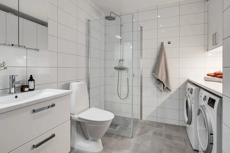 Photo: Scandinavian Bathroom, Interior Decoration, Apartment, White, Minimalism, Beige, Up to 40 Square Meters – Photo on Our Website