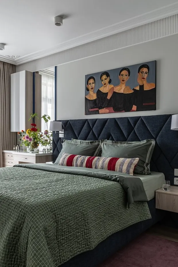 Foto: Dormitorio en estilo Moderno, Apartamento, Proyecto de la Semana, Moscú, 3 habitaciones, Oksana Belozерova – foto en nuestro sitio web