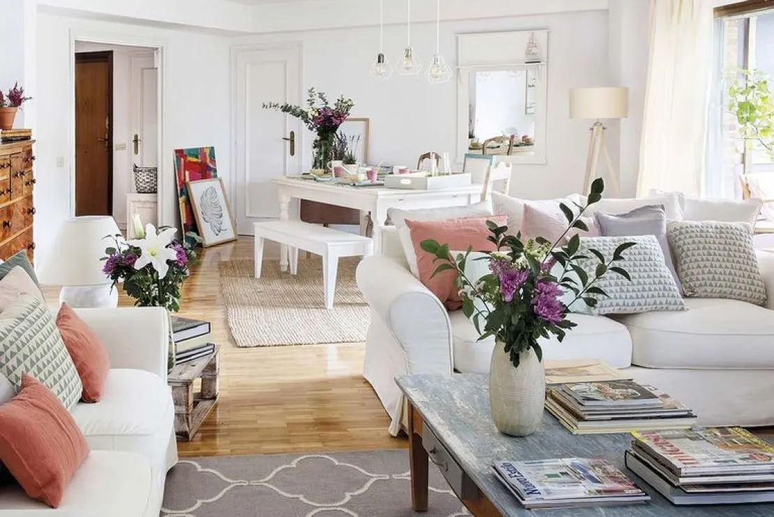 Zdjęcie: Salon w stylu skandynawskim, Kuchnia i jadalnia, Dekoracja i DIY, Mieszkanie, Hiszpania, Biały, Madryt, Vintage, jak ułożyć eklektyczne wnętrze, biały kolor w wnętrzu, jak ułożyć dwupoziomowe mieszkanie, białe wnętrze – zdjęcia na naszej stronie