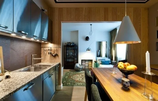 照片:现代风格厨房与餐厅,小公寓,技巧,伊琳娜·克拉申尼科娃 – 我们网站上的照片