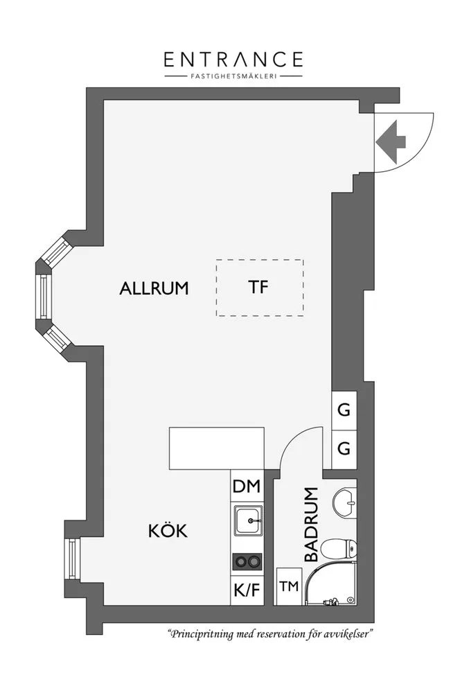照片:北欧风格平面图,室内装饰,公寓,工作室,白色,砖房,不超过40平方米 – 我们网站上的照片