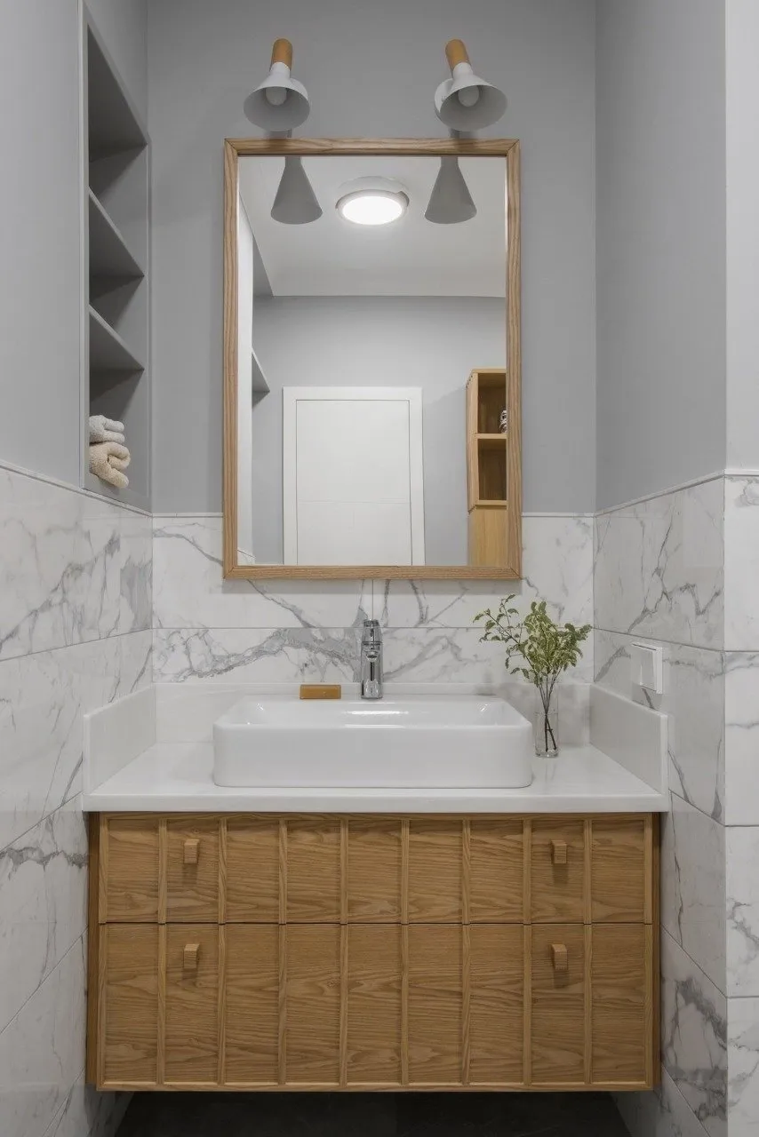 照片：浴室，现代风格，斯堪的纳维亚风格，公寓，空间重组，莫斯科，Inna Velychko，3个房间，60-90平方米 – 网站上的照片