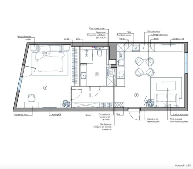 Foto: Planos en estilo clásico, moderno, decoración del interior, apartamento, proyecto de la semana, San Petersburgo, 2 habitaciones, 60-90 metros, Maria Sofronova – foto en nuestro sitio web