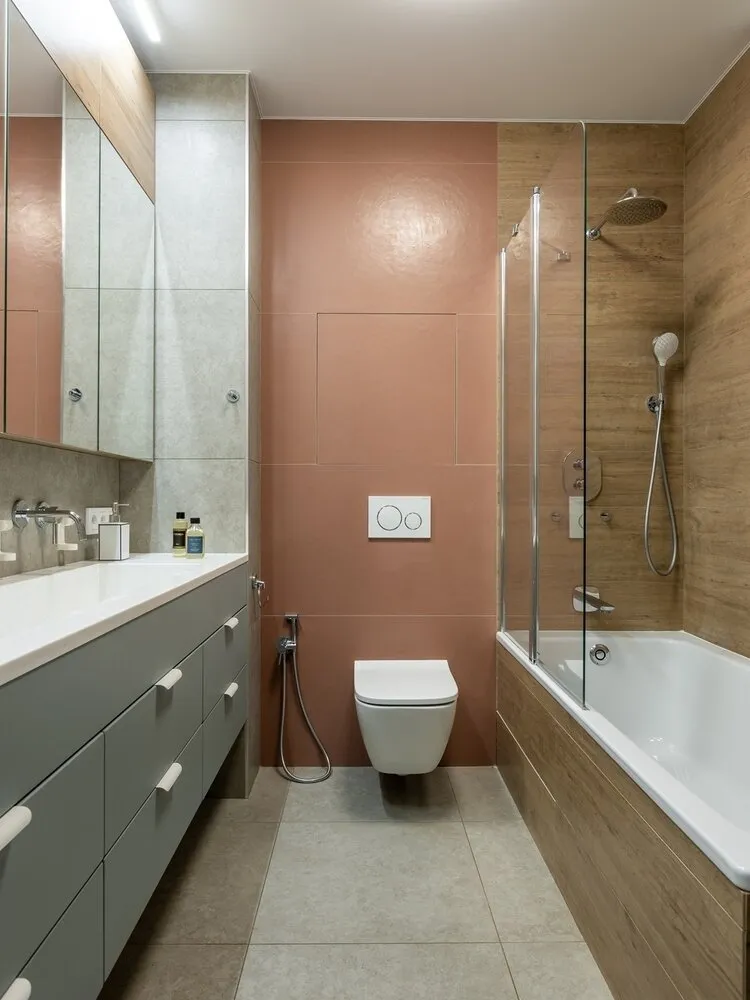 Foto: Baño en estilo Moderno, Apartamento, Proyecto de la Semana, 3 habitaciones, 60-90 metros, Ufa, Ksenia Lanina – foto en nuestro sitio web