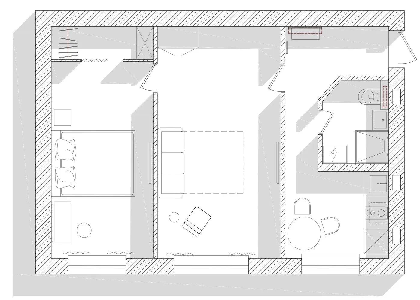 Foto: Planos en estilo , Moderno, Apartamento, Proyecto del día, San Petersburgo, Krushchev, 2 habitaciones, 40-60 metros, Anna Karacheva – fotos en nuestro sitio web