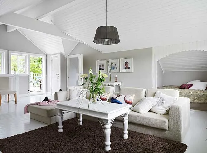 Photo: Living room in Provence and Cottage style, Classic, Scandinavian, House, Sweden, White, Cottage, Beige, House and cottage – photo on our website