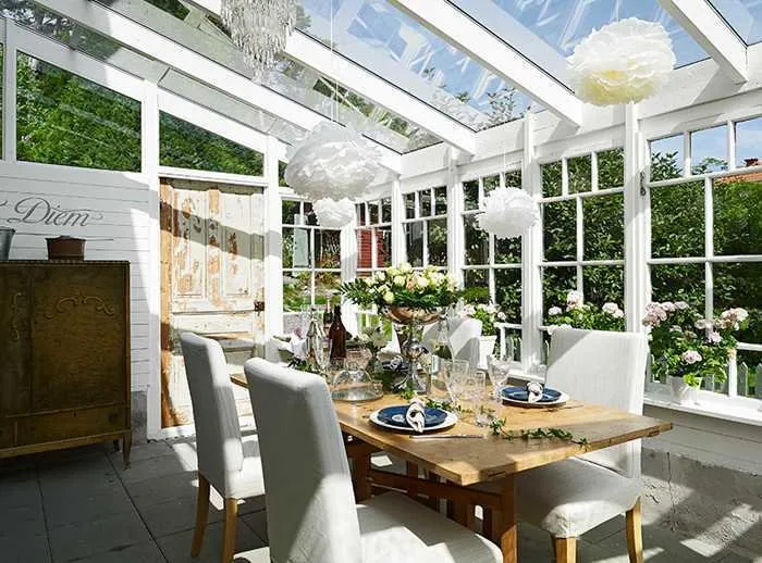 Photo: Kitchen and dining room in Provence and Cottage style, Classic, Scandinavian, House, Sweden, White, Cottage, Beige, House and cottage – photo on our website