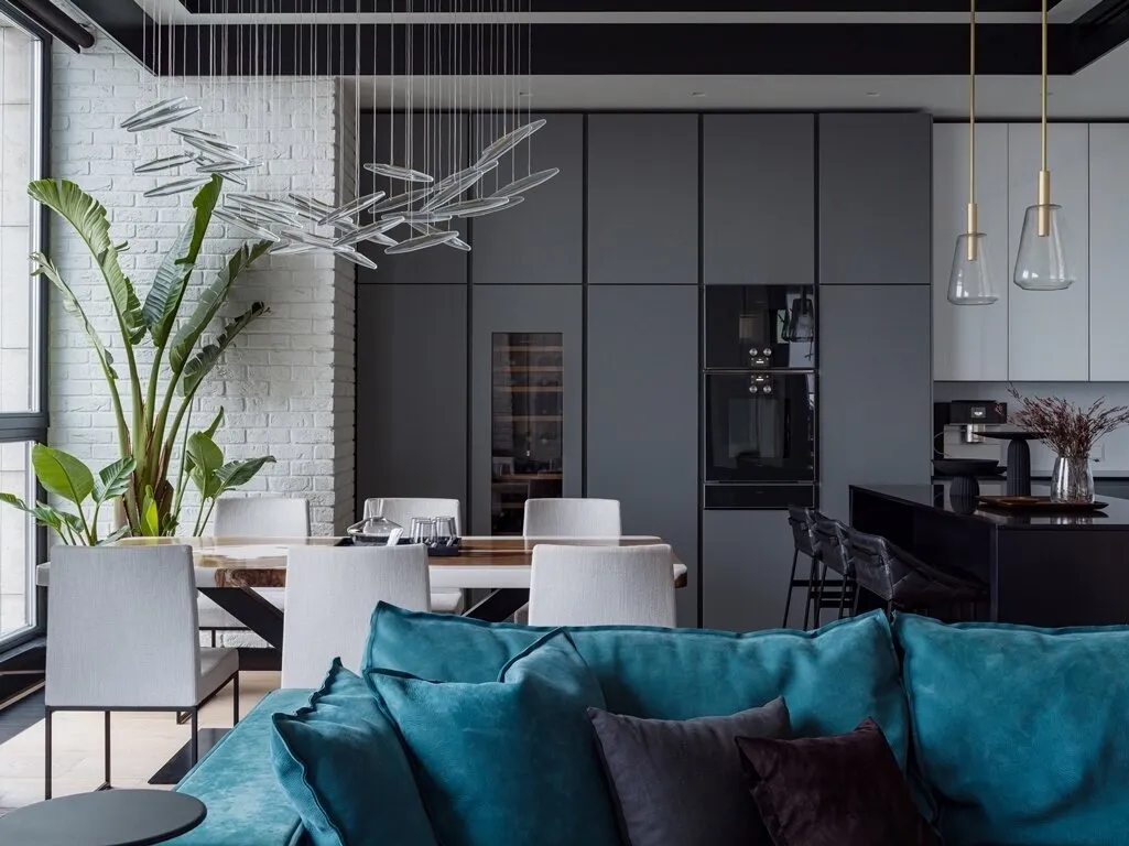 Foto: Cocina y comedor en estilo moderno, Apartamento, Proyecto de la semana, Moscú, 4 habitaciones o más, Más de 90 metros cuadrados, #proyectosexclusivos, INRE – foto en nuestro sitio web