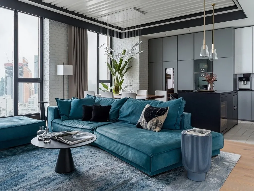 Foto: Sala de estar en estilo moderno, Apartamento, Proyecto de la semana, Moscú, 4 habitaciones o más, Más de 90 metros cuadrados, #proyectosexclusivos, INRE – foto en nuestro sitio web