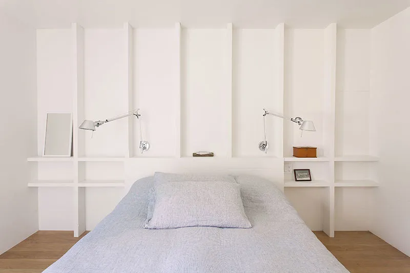 照片：极简风格卧室，现代别墅，加拿大，小屋，魁北克，超过90平方米 – 我们网站上的照片