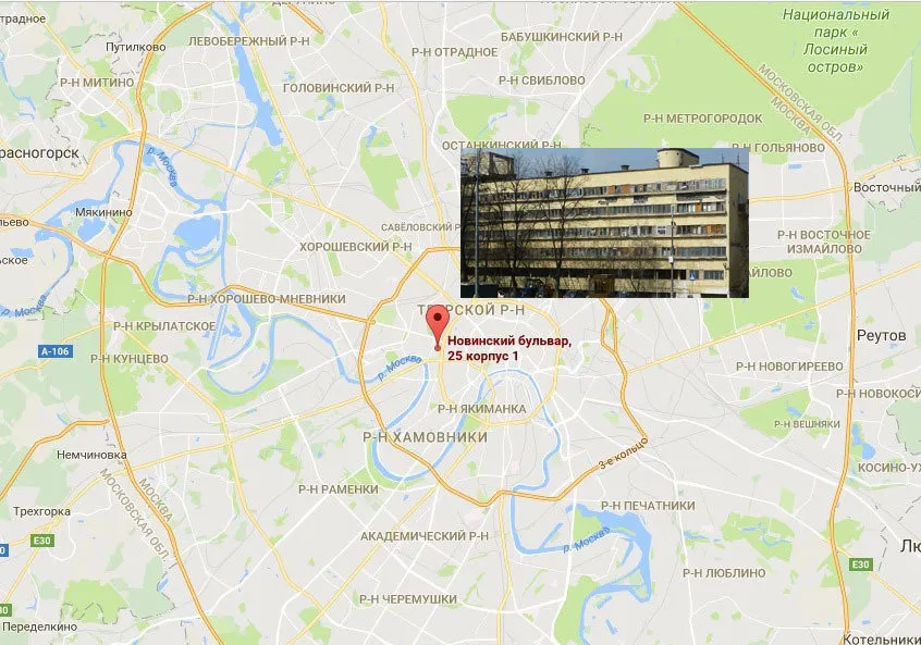 莫斯科地图上的公社之家