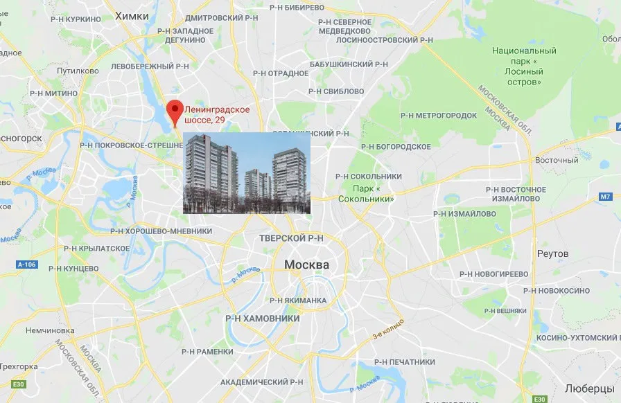 莫斯科地图上的住宅区‘天鹅’