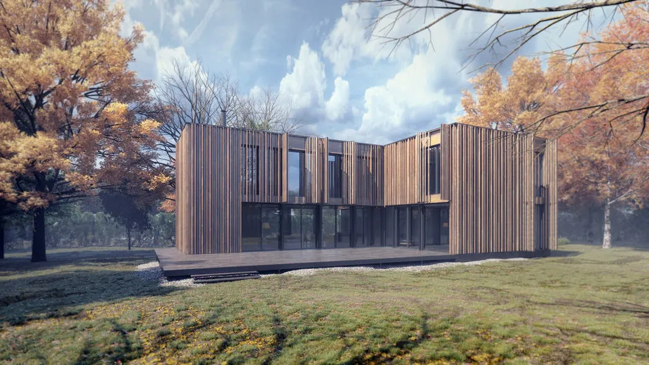 郊区房屋。建筑师Olesya Sitnikova