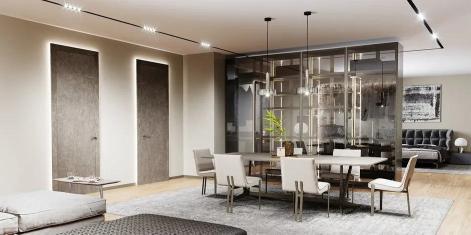 图片:极简主义厨房与餐厅、门、指南、室内百科全书、2019年趋势、彩色门、室内门、UNION、门即家具、门与家具一体化设计 – 我们网站上的照片