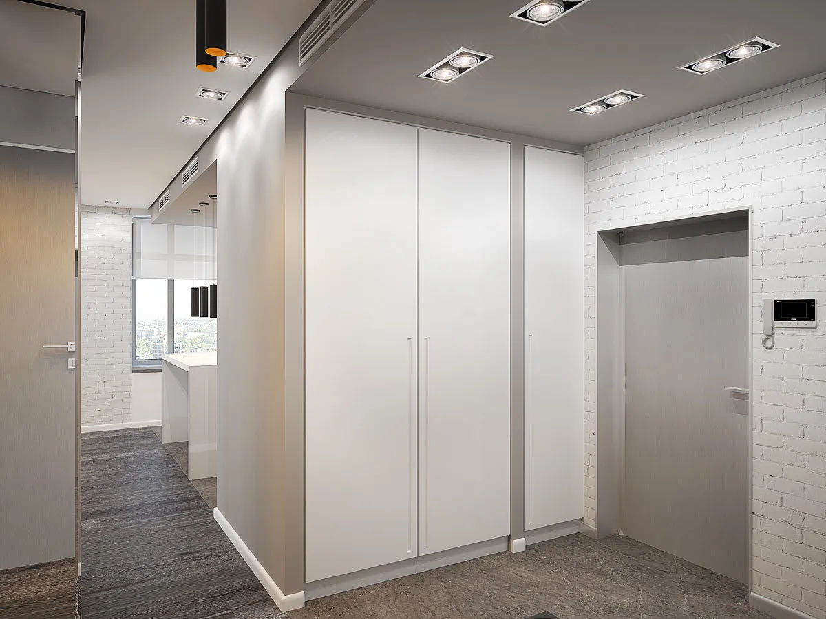 照片：极简主义风格过道，客厅，衣柜，技巧 – 我们网站上的照片