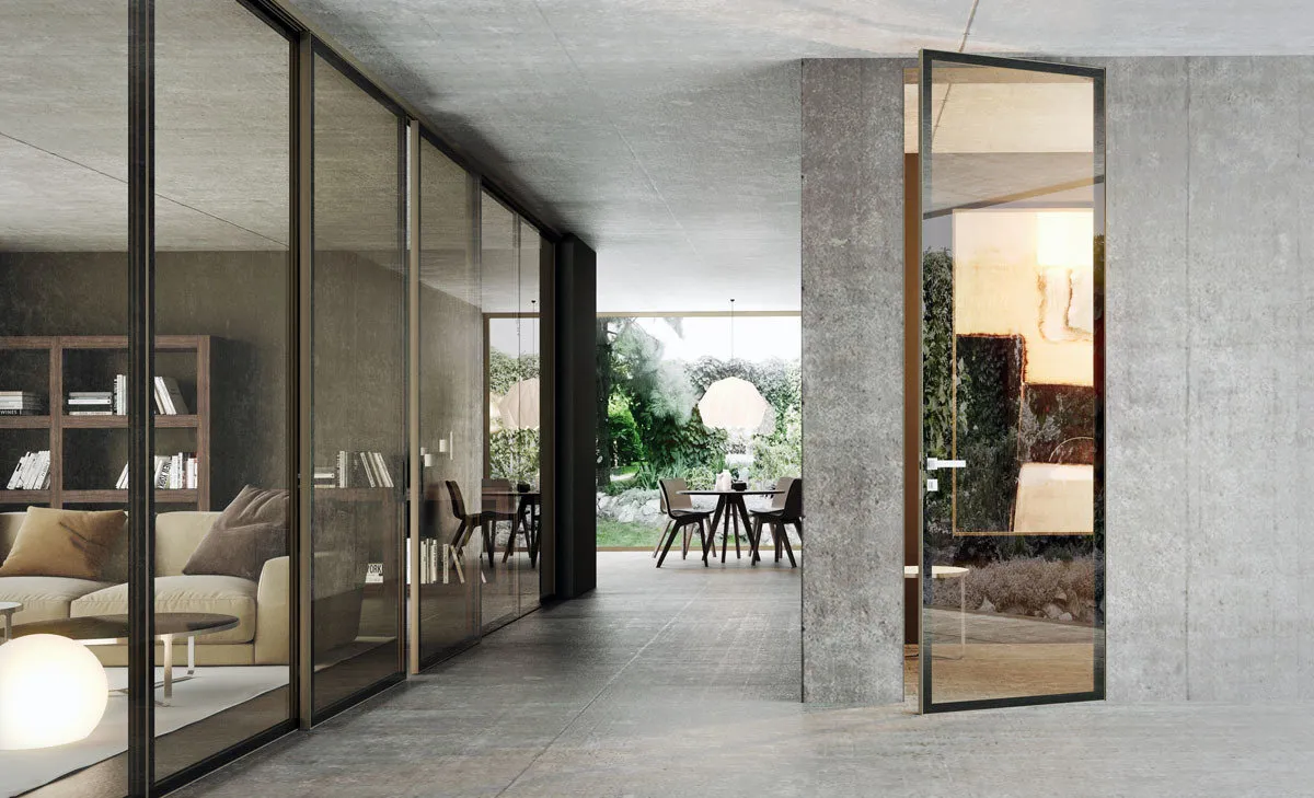 Foto: Eingangsbereich im modernen Stil, Gid, farbige Türen, Innentüren, UNION, Türen und Möbel in einem Stil, glasene Garderoben, unsichtbare Türflügel, verborgene Türen – Foto auf unserer Website